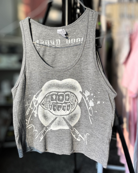 Cropped HOU HG Grillz  tank/ White
