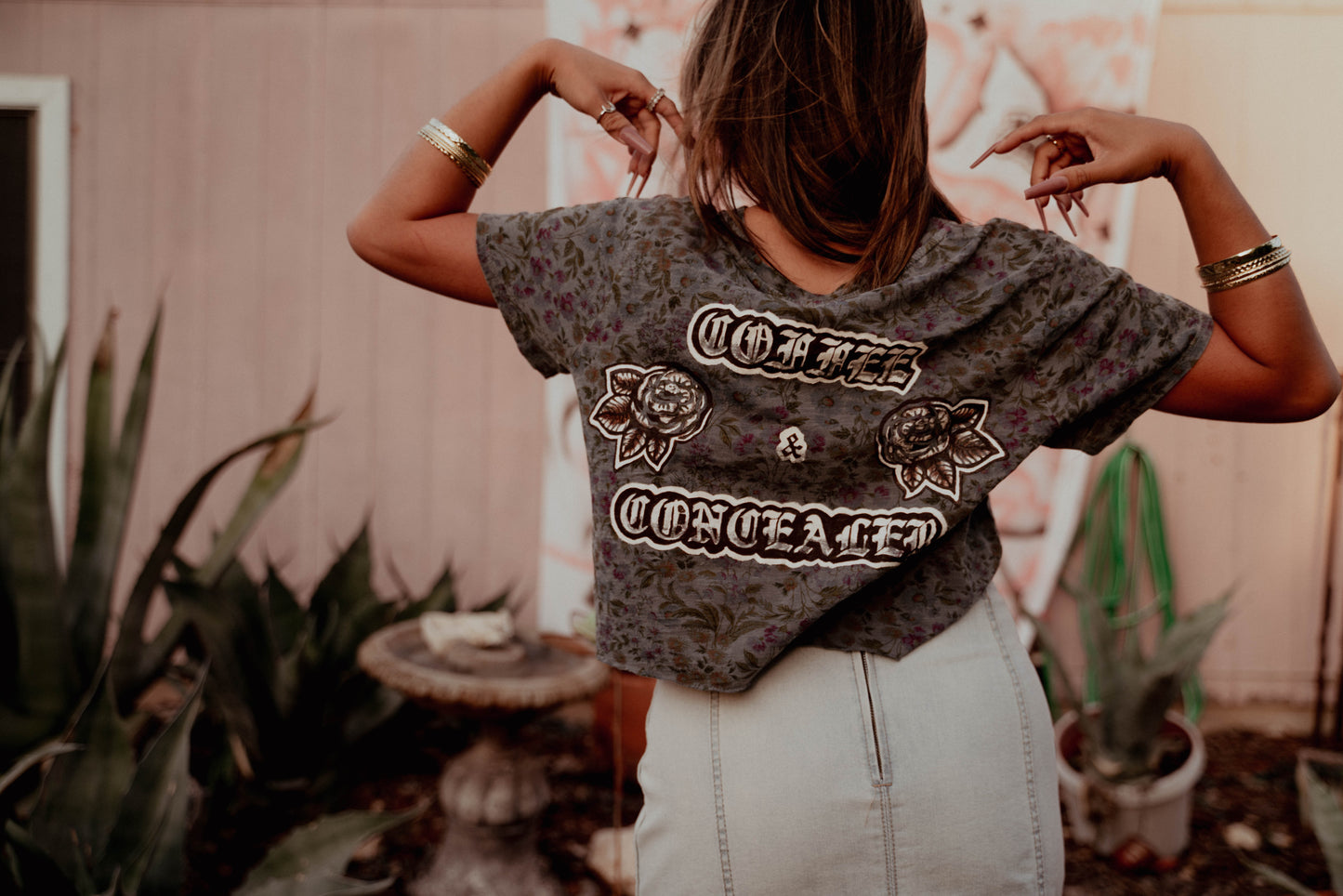 Coffee and Concealer Floral Crop Top