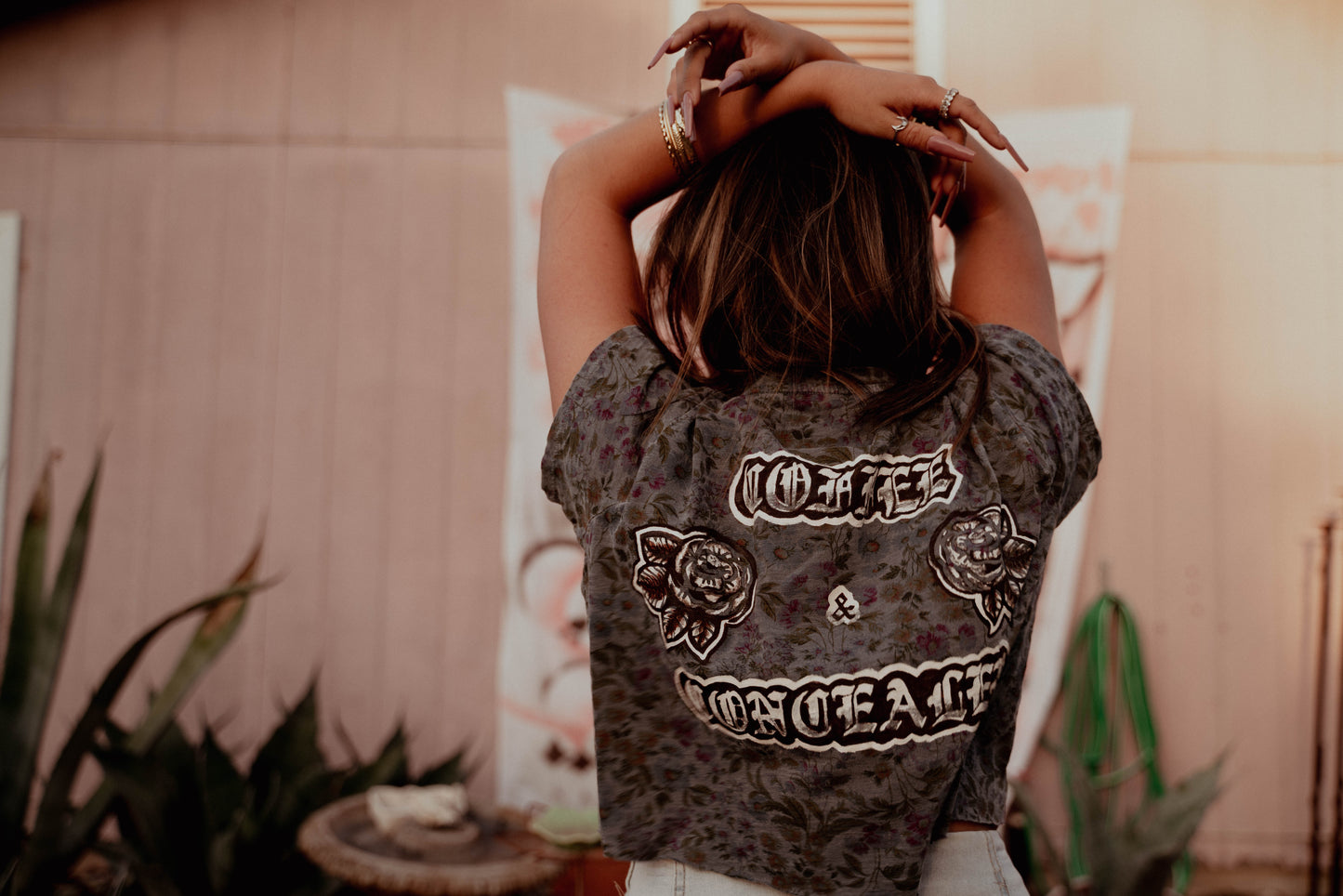 Coffee and Concealer Floral Crop Top