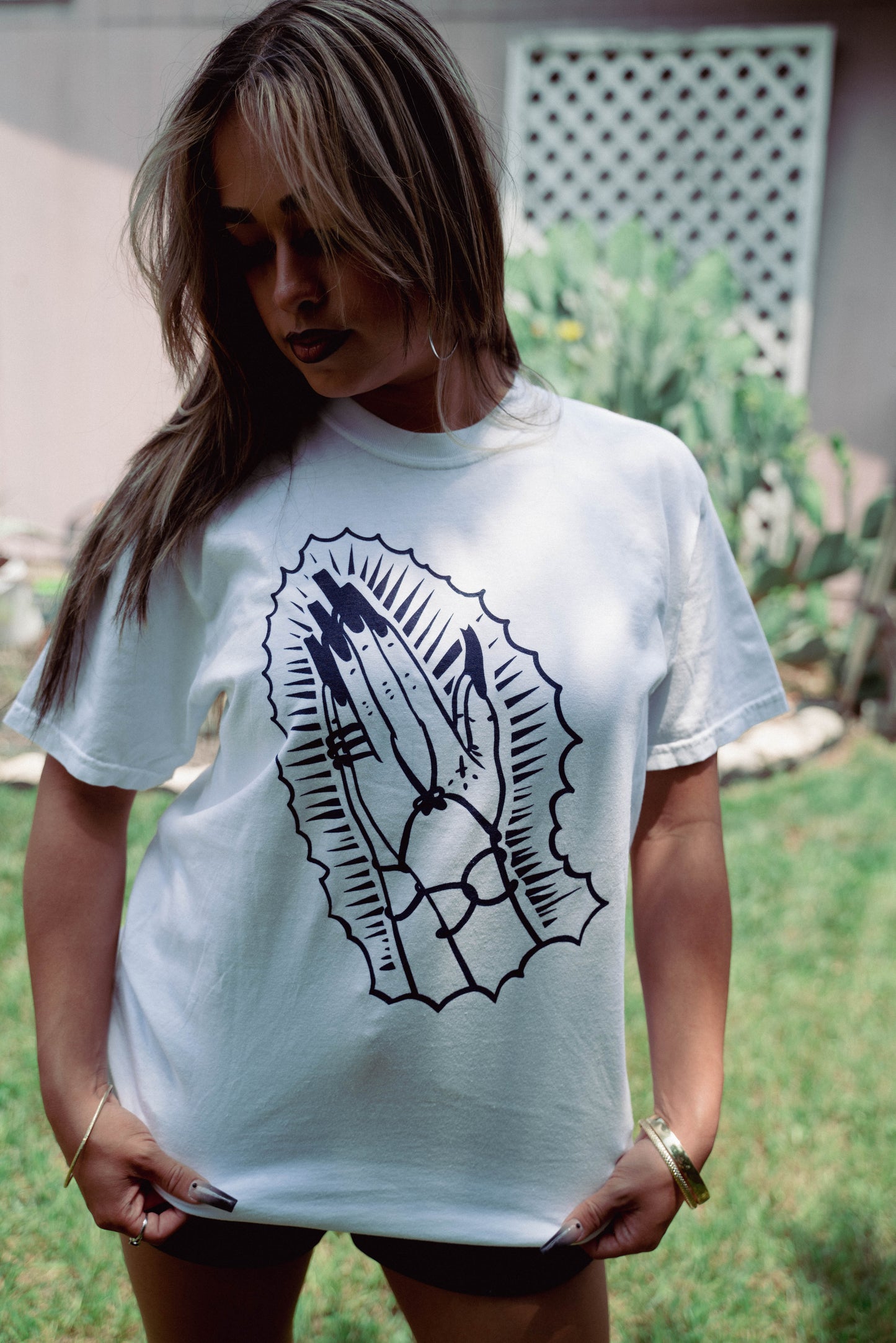 Chola Prayer Tee-White