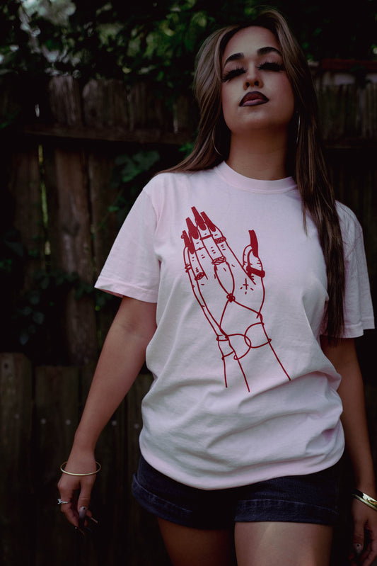 Pero Pink Chola Praying Hands T Shirt